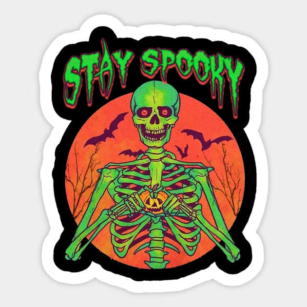 Stay Spooky Funny Halloween Skull Spooky Skeleton Custom Sticker by Kribis